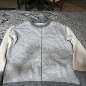 Staccato Gray and Cream Crew Neck Sweater